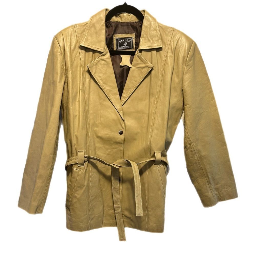 Genuine Leather Tan Color Jacket Women’s Sz Medium with Belt